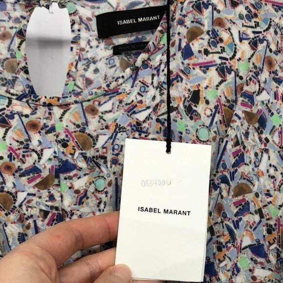 Isabel Marant NWT Ghita Printed Multi drape jersey mini dress puff shoulders 40 - Picture 9 of 16